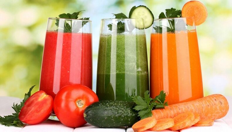 Нискокалорични сокови од зеленчук на менито за пиење диета