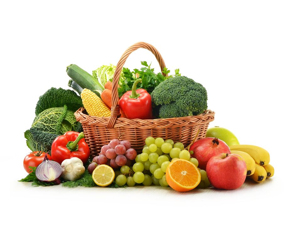 свежо овошје и зеленчук на диета